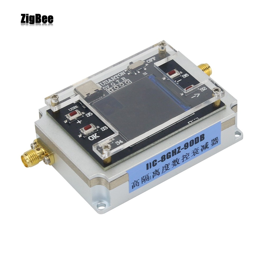 DC-8GHz Digital Programmable Attenuator CNC Isolation Attenuator 1.3" TFT Screen
