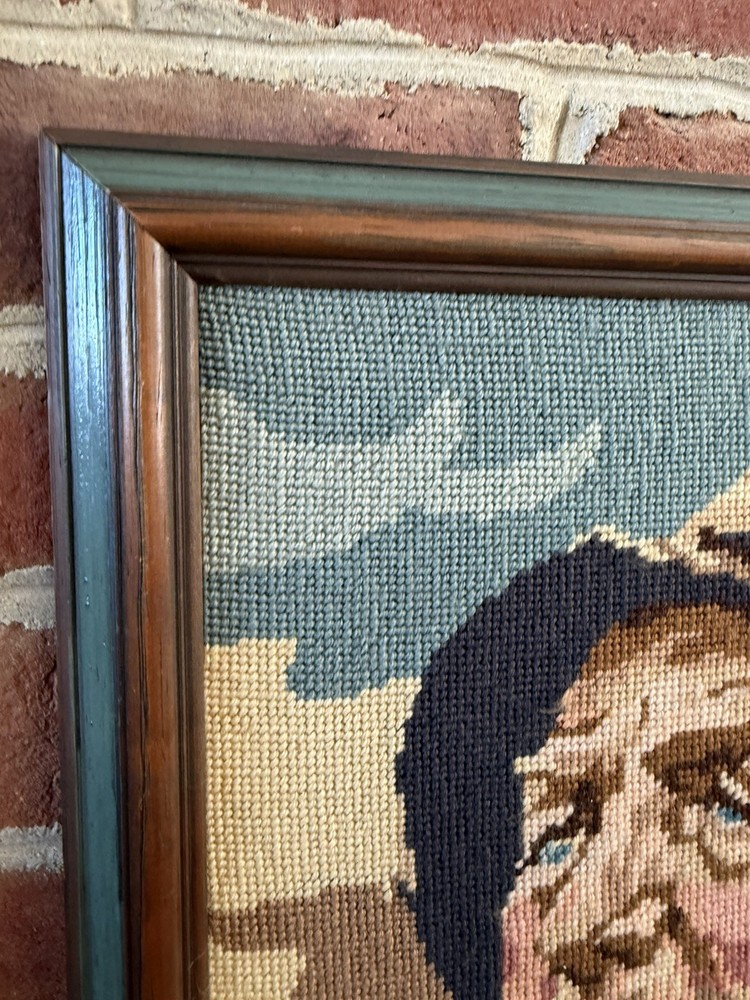 Old Sailor Needlepoint Framed Nautical Cape Cod Vintage