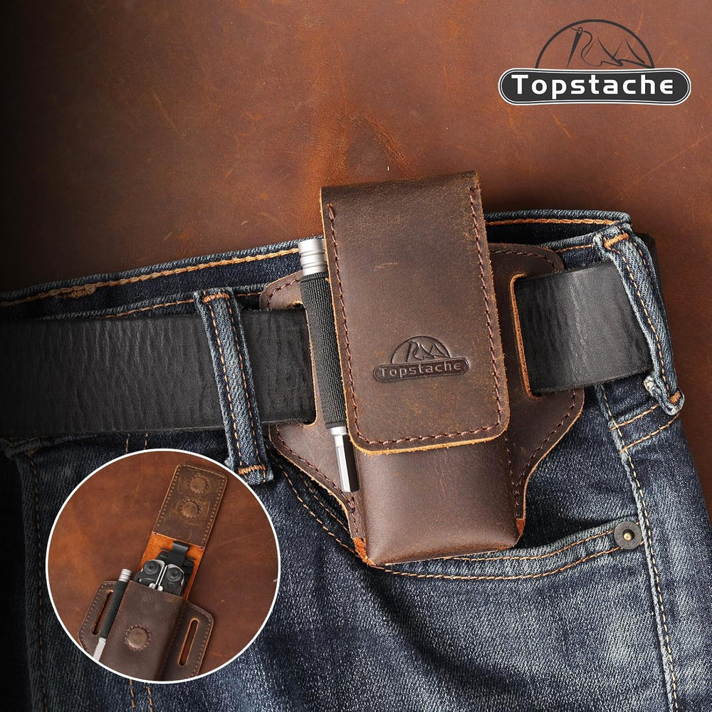 Leather Multitool Sheath for Belt - Multitool Holder - EDC Belt Organizer - Two