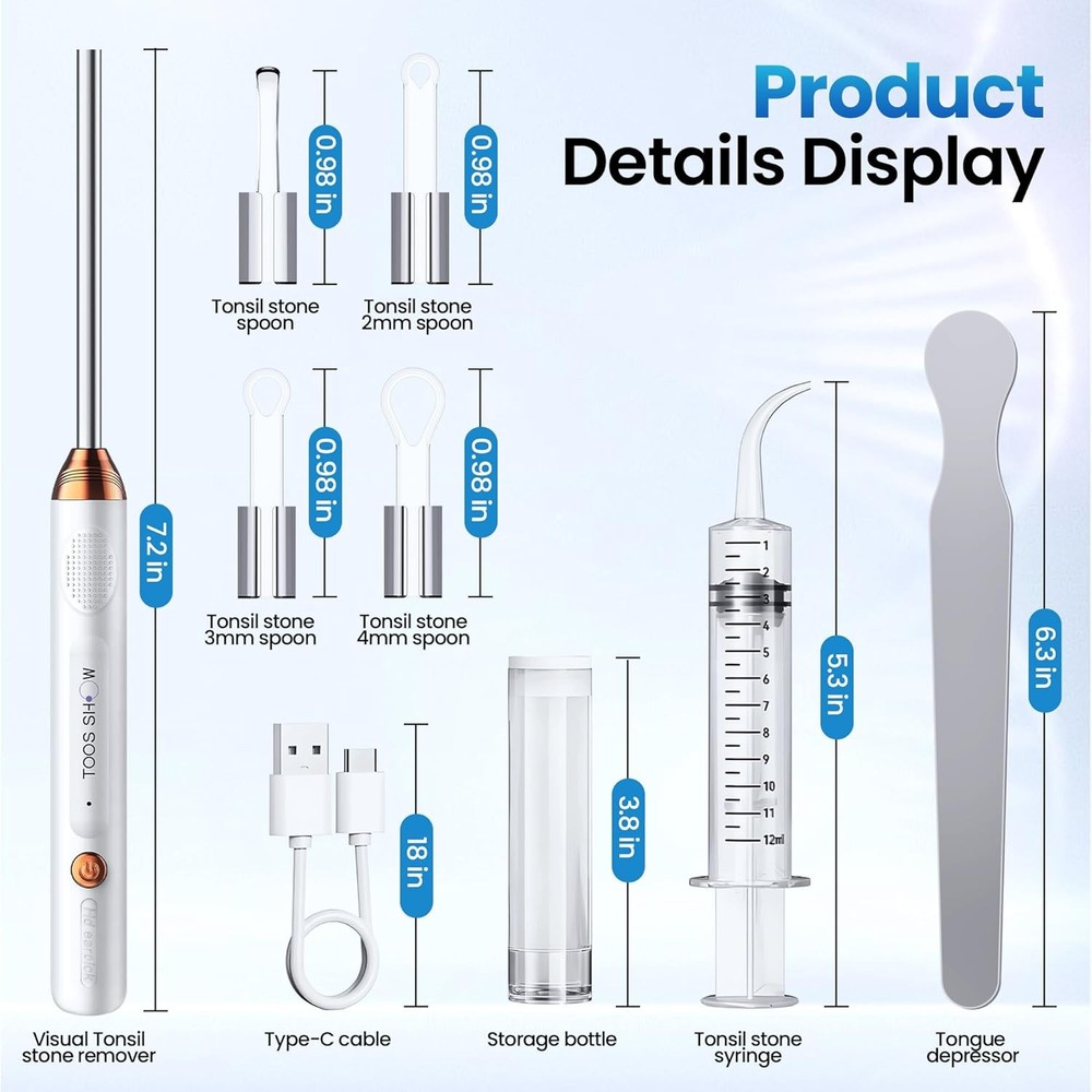 Tonsil Stone Remover with Camera 1080P Visual Tonsil Stone Removal Kit