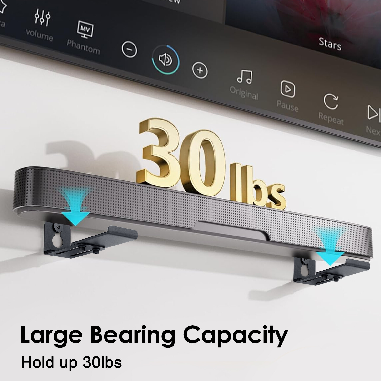 Universal Soundbar Wall Mount Bracket Speaker Shelf Mounting Above Below TV