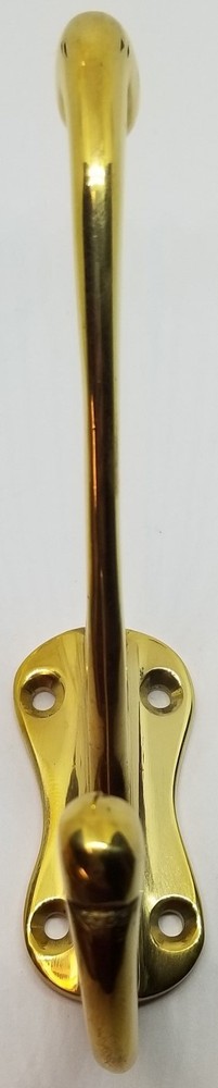 LARGE 5" Plain CAST BRASS Front Mount Coat Hook double rack hat jacket fancy old