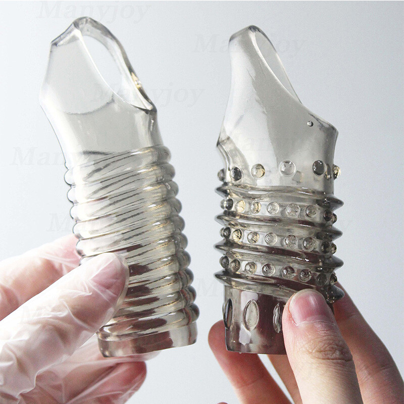 2PCS Penis Ring Sleeve Men Extender Male Stay Hard Delay Ejaculation Reusable