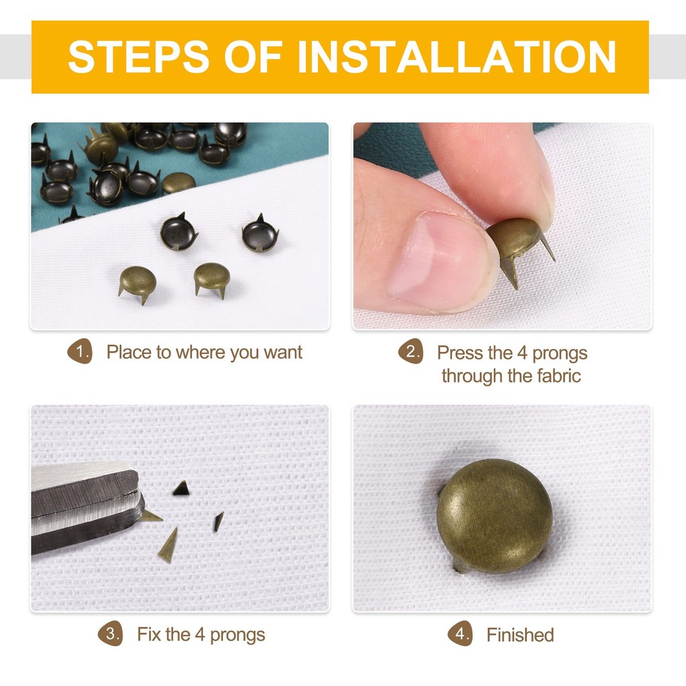 80Pcs Black 5mm Round Dome Rivets for DIY Leather Craft