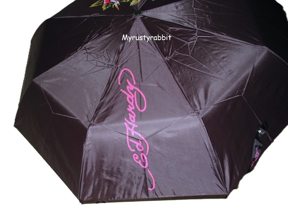 Ed Hardy Compact Umbrella Auto Open / Rubberized Handle - U Choose Design