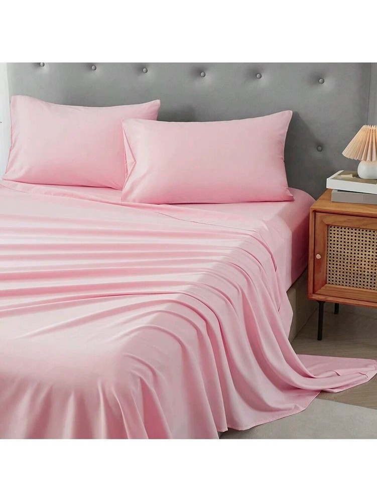 3/4 Piece Bed Sheet Soft Cooling Comfortable Breathable Bedding, Pink
