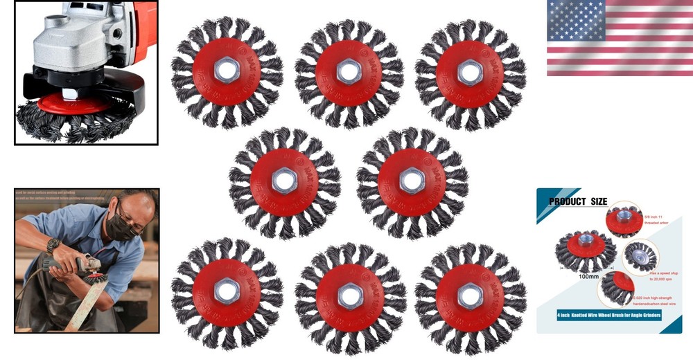 Versatile 4-Inch Wire Wheels for 4-1/2" Angle Grinders - Rust & Metal Cleaning