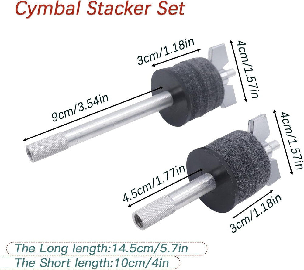 Cymbal Stacker Set, 4" & 5.7" Stackers with 8mm Thread, Percussion Instrument Ac