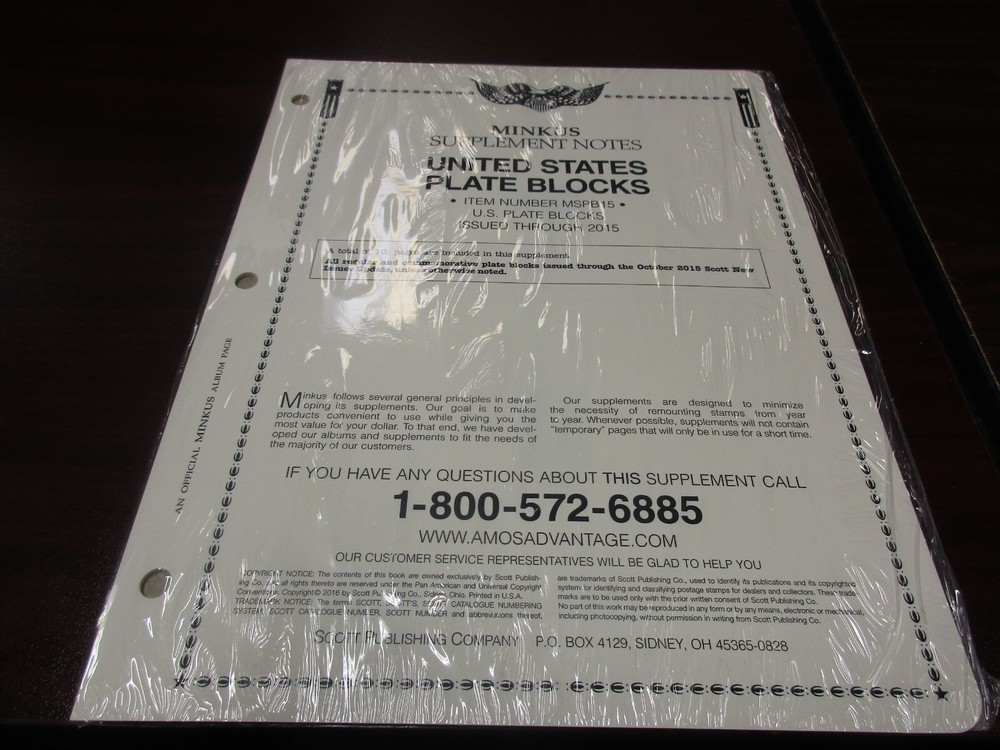 "MINKUS" SUPPLENEMENT UNITED STATES PLATE BLOCKS MSPB15  W/FREE SHIPPING!!!