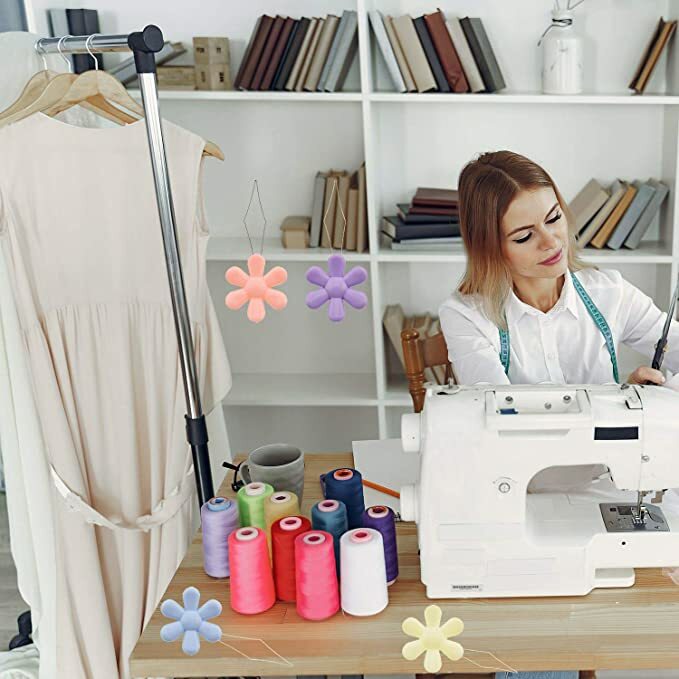 16 Color Pack Needle Threader Plastic Flower Head Wire Loop Sewing Supply