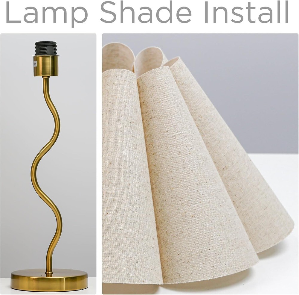 Small Table Lamp Bedside Nightstand Lamp with Adjustable Beige Lampshade Modern