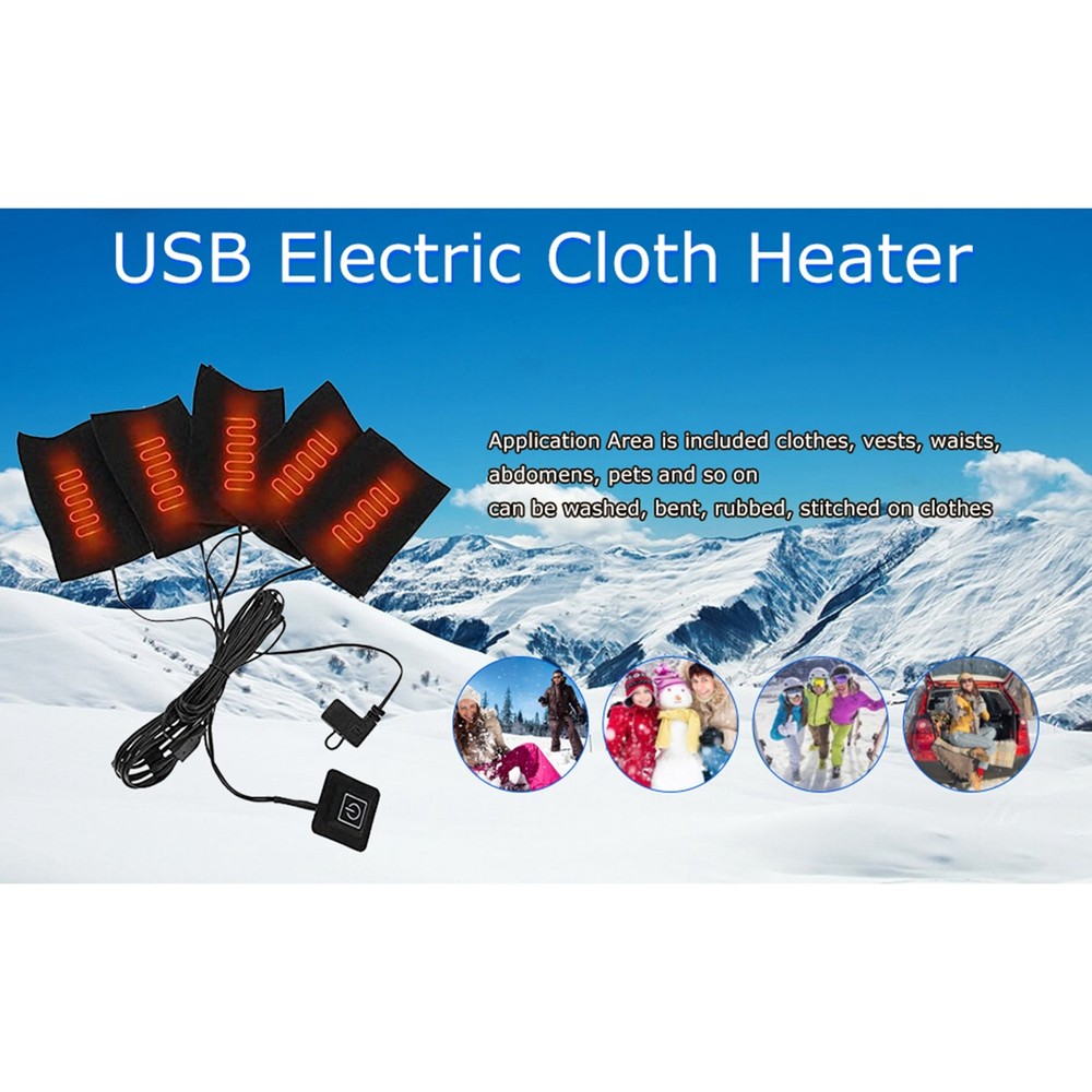 USB Electric Clothes Five Heater Pads Heating Adjustable Temperature Wa⊹