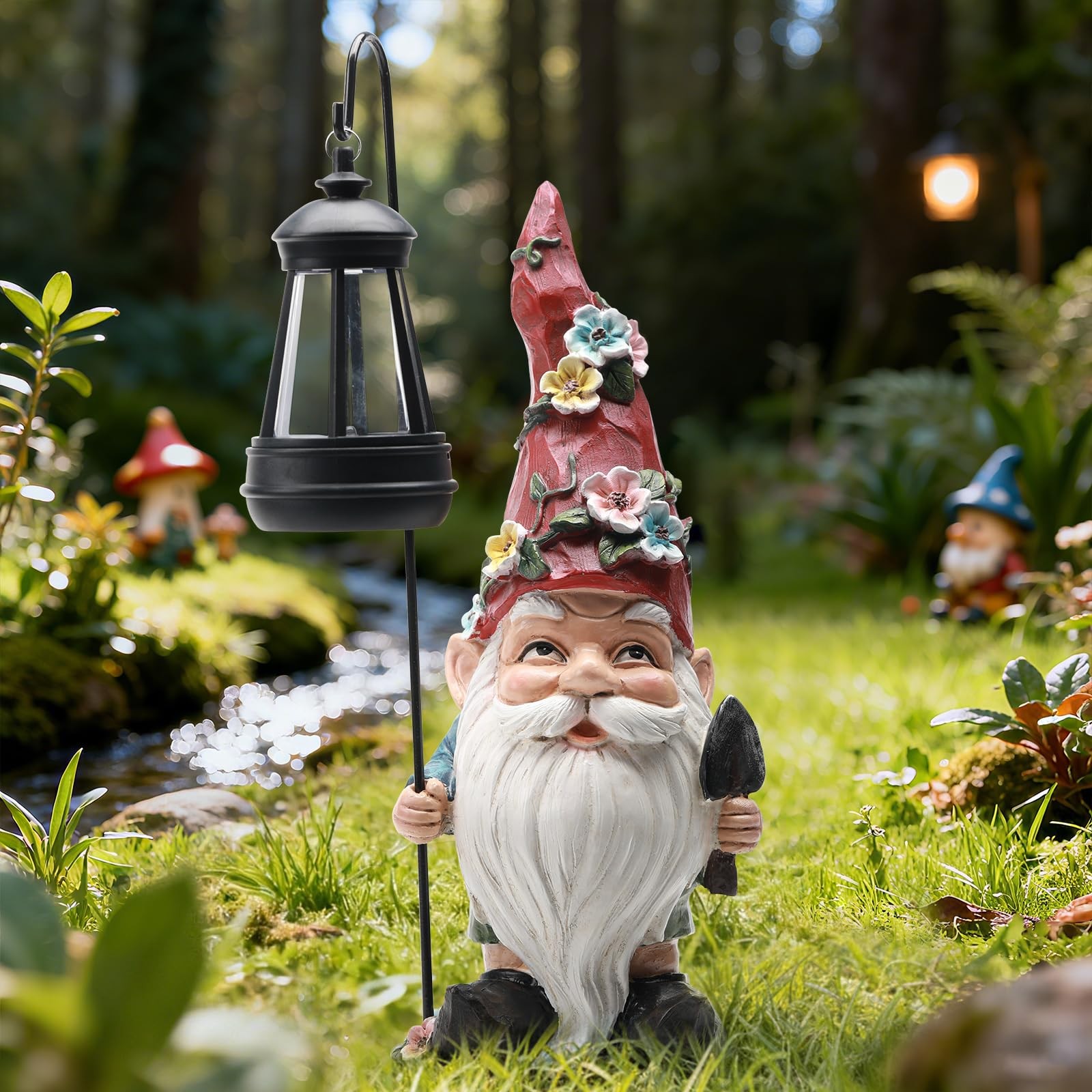 Solar Garden Elf Dwarf Statue - Waterproof Resin Outdoor Courtyard Decoration