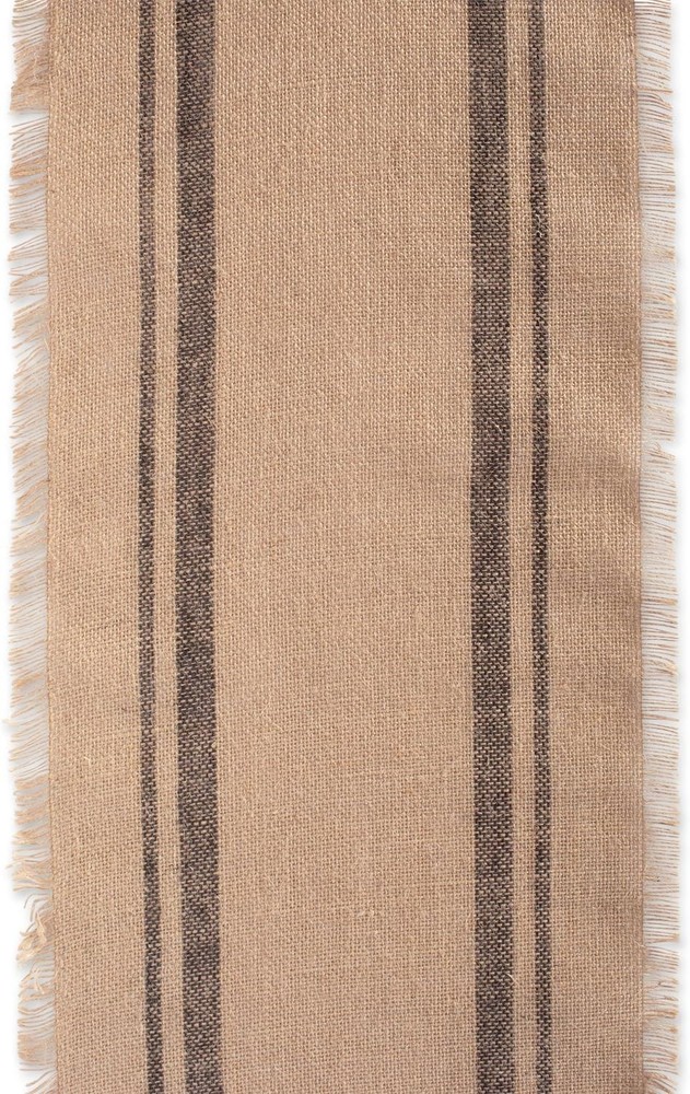 Jute Burlap Collection Kitchen Tabletop, Table Runner, 14x108, Double Border ...
