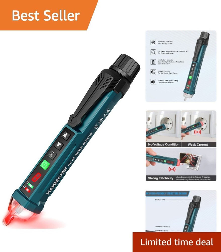 Versatile Non-Contact AC Voltage Testing Tool - Smart LCD Display & Dual Colors