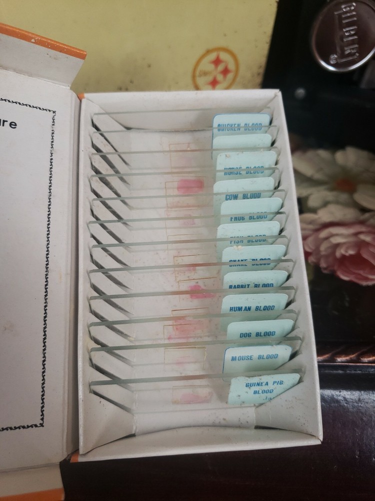 Vintage 1972 Gilbert Microcraft Microscope with 48 Slides - Works!