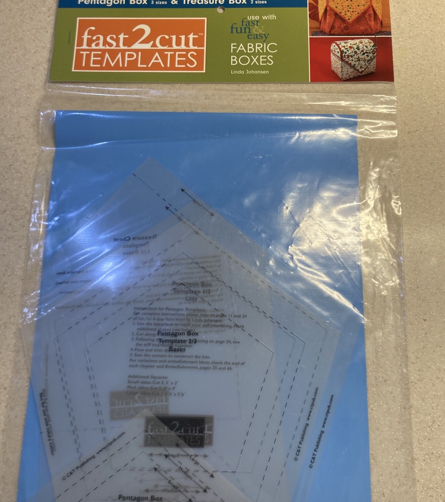 Fast2cut Templates Pentagon Box 3 Sizes Treasure Box 2 Sizes Fabric Boxes
