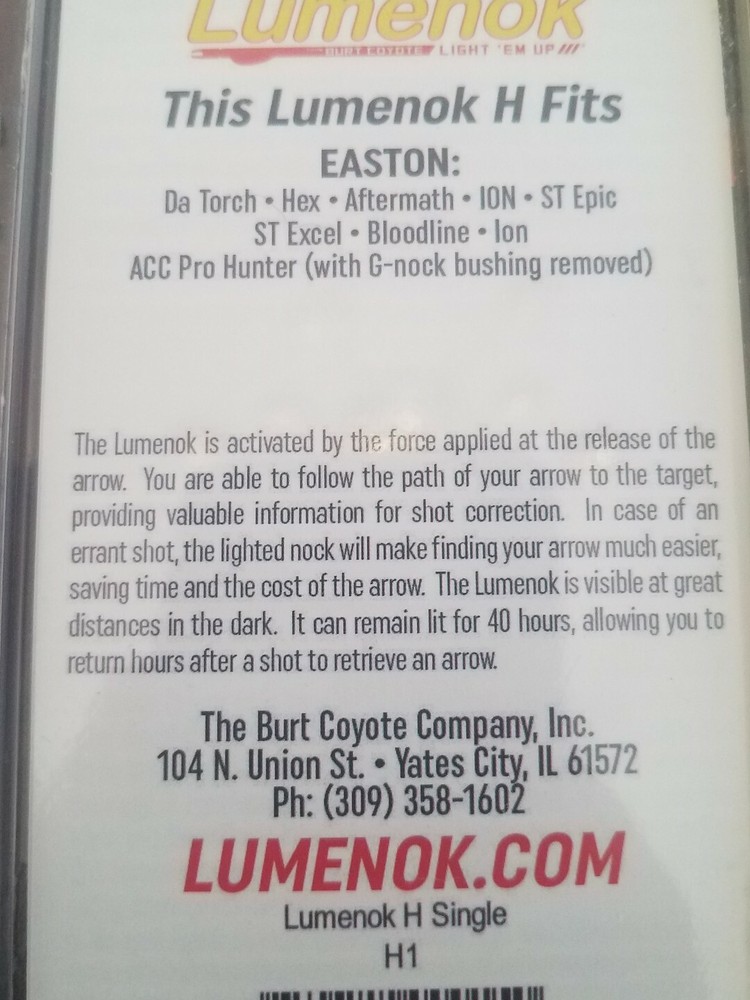 Lumenok Lighted H Nock HD Orange 1 Pack