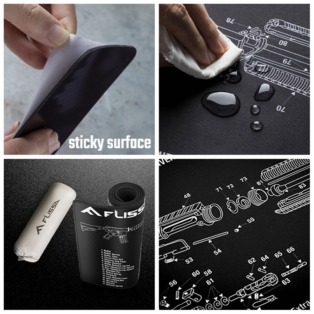 FLISSA 8PC Gun Cleaning Mat Set For Glock AR 12"x36" Gun Cleaning Bench Non-Slip