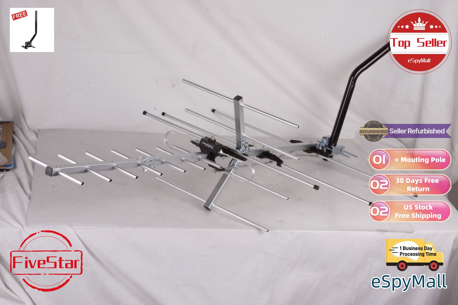 300 Mile Yagi Outdoor Digital TV Antenna for UHF VHF FM Crystal Clear Signal