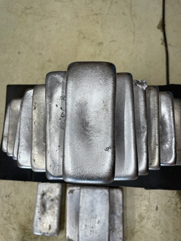 30 lbs Hand Poured Aluminum Ingots, almost full med. flat rate box, for casting