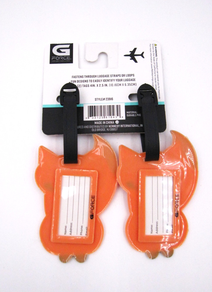 NEW G Force 2-Piece Cute Red Fox Luggage Tag Set