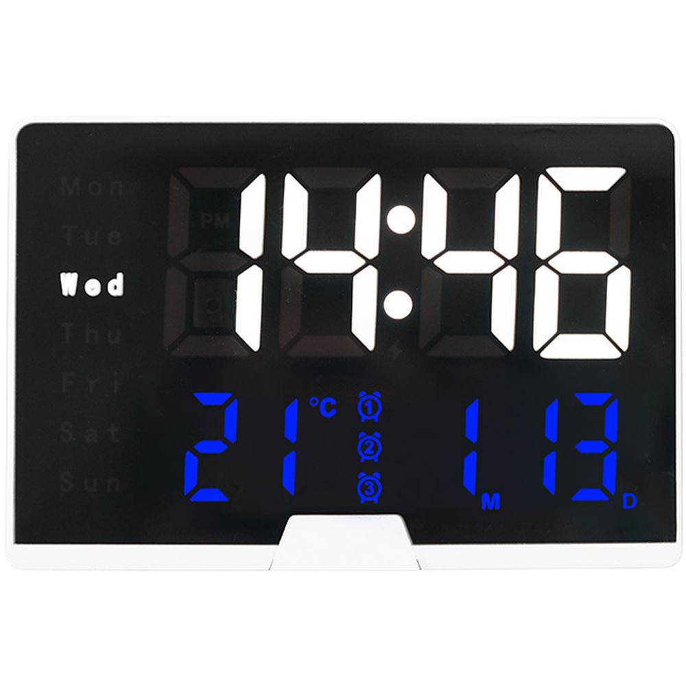 Large Digit LED Alarm Clock Temperature Date Weekday Calendar Backlight White