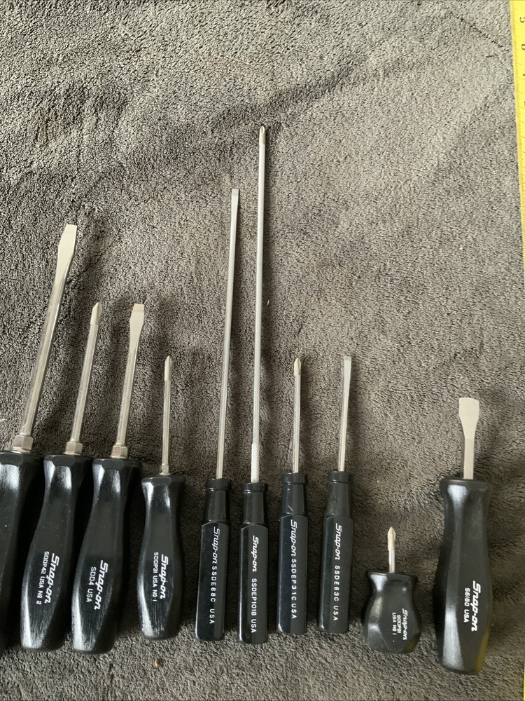 Snap On 10pc Screwdrivers, Mixed Styles….used..….black….see Pics…bbb