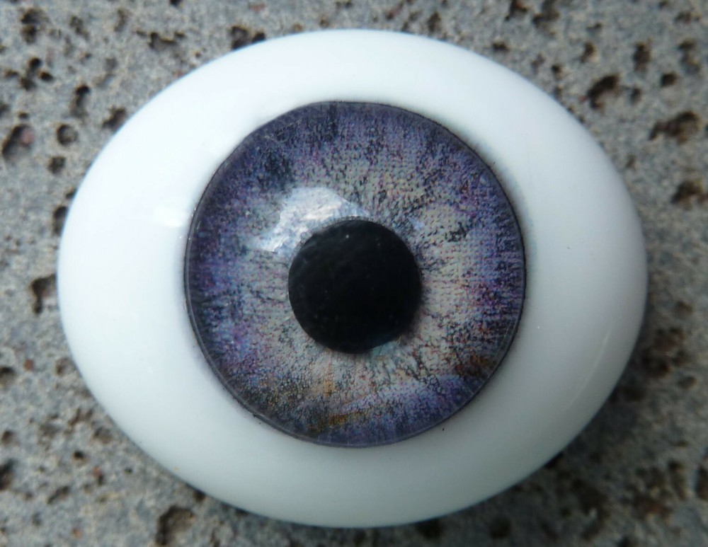 Solid Glass, Flatback Oval Paperweight Eyes - Dark Violet, 8mm