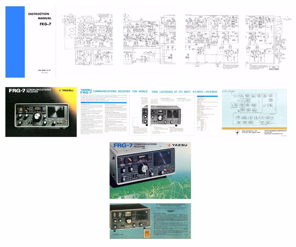 YAESU FRG-7 OPERATING MANUAL + SCHEMATIC + COLOR DOCUMENTS - 32LB PAPER