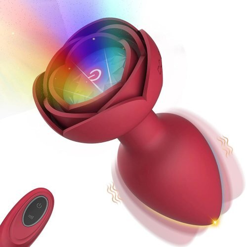 Rosebud Tushy Remote Controlled Light Up Silicone Butt Plug