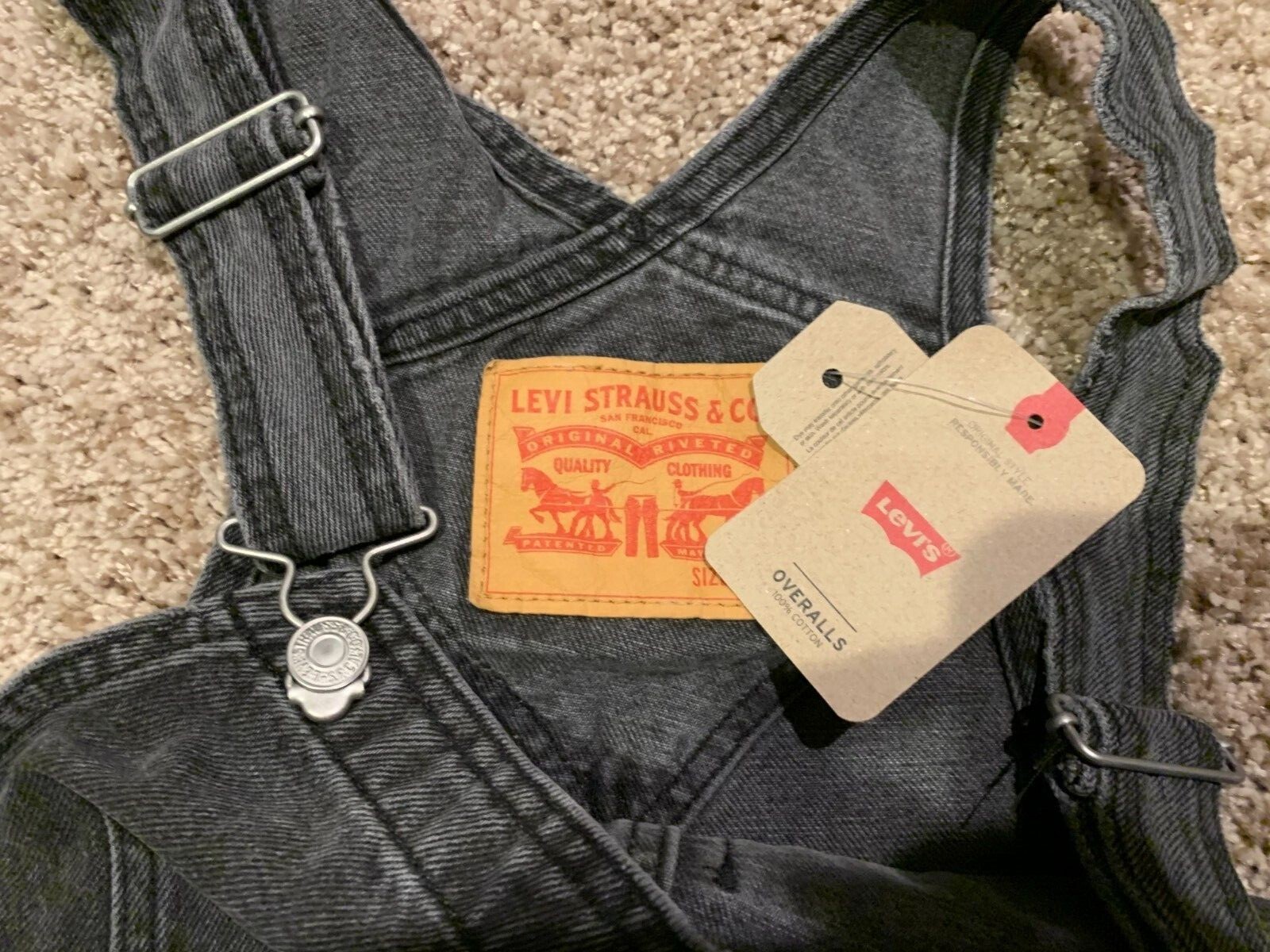Levi's Relaxed Straight Fit Overalls Faded Gray Many Sizes NWT RT$79.50