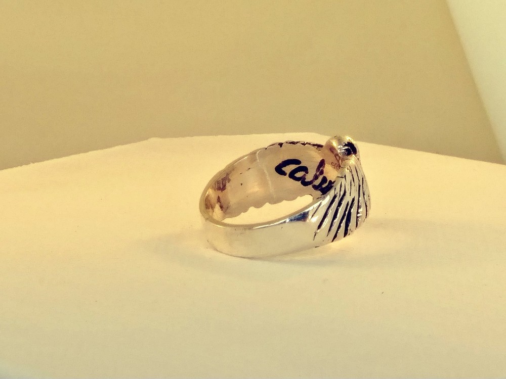 Silver Falcon ring (Eagle Hawk....) (size 9.75 ..6.6dwts handcrafted