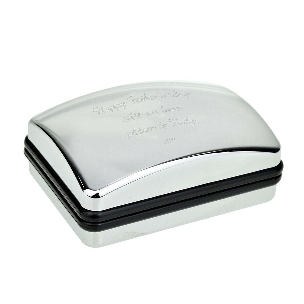 Black & White Guitar Cufflinks Presented in a Personalised Chrome Cufflink Box