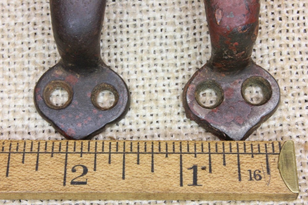 2 Old Drawer Pulls Door Handles Work Bench Paint Splattered Rustic Iron Vintage