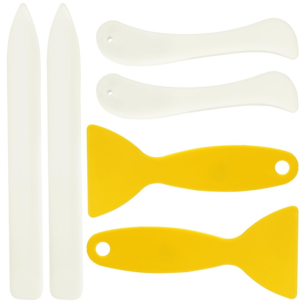 WONVOC 6 pcs Bone Folders, Crease Makers, Scoring Tool, Plastic 6 pcs, white