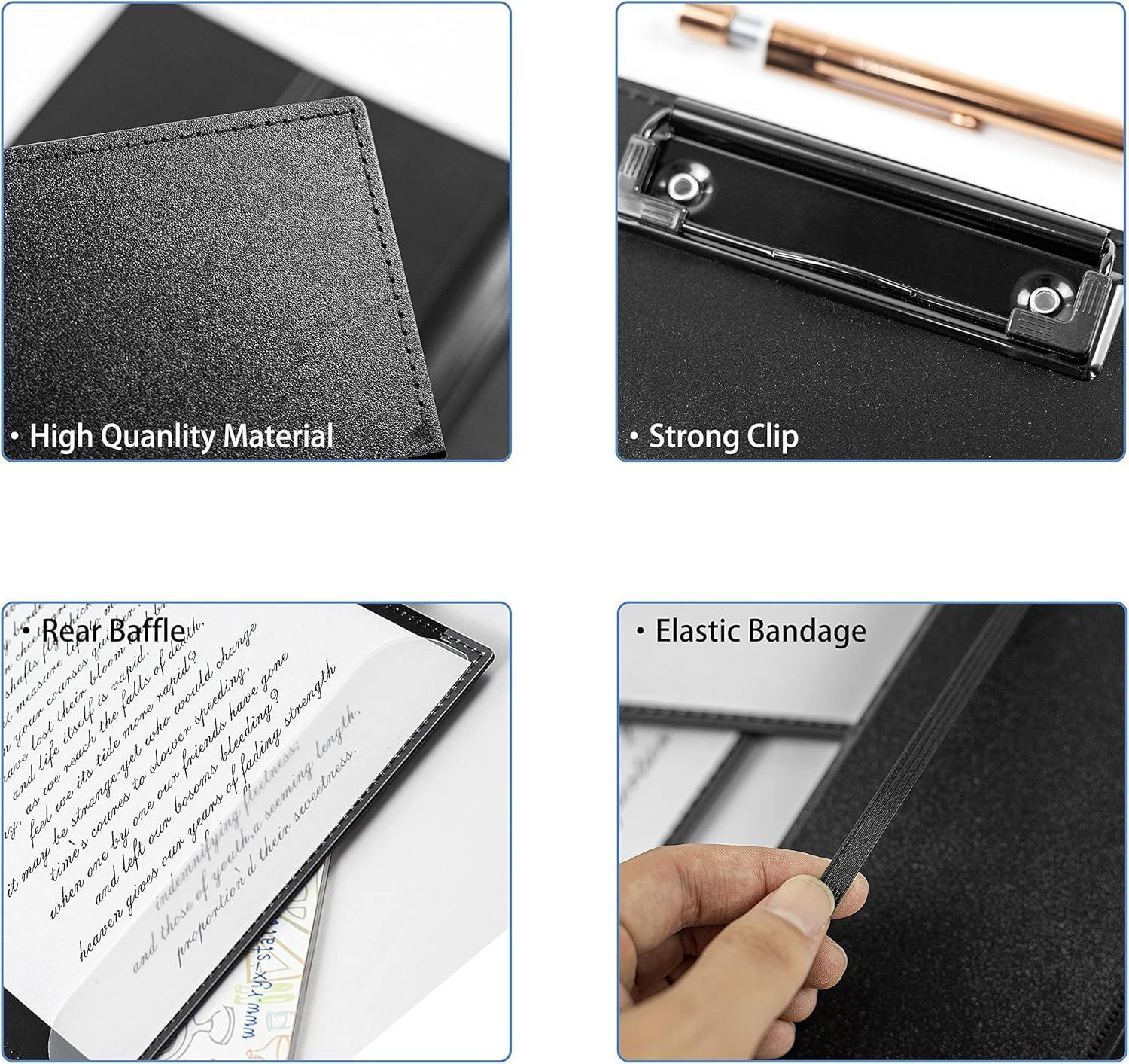 2Packs Nursing Clipboard Foldable, Black Nurse for Medical