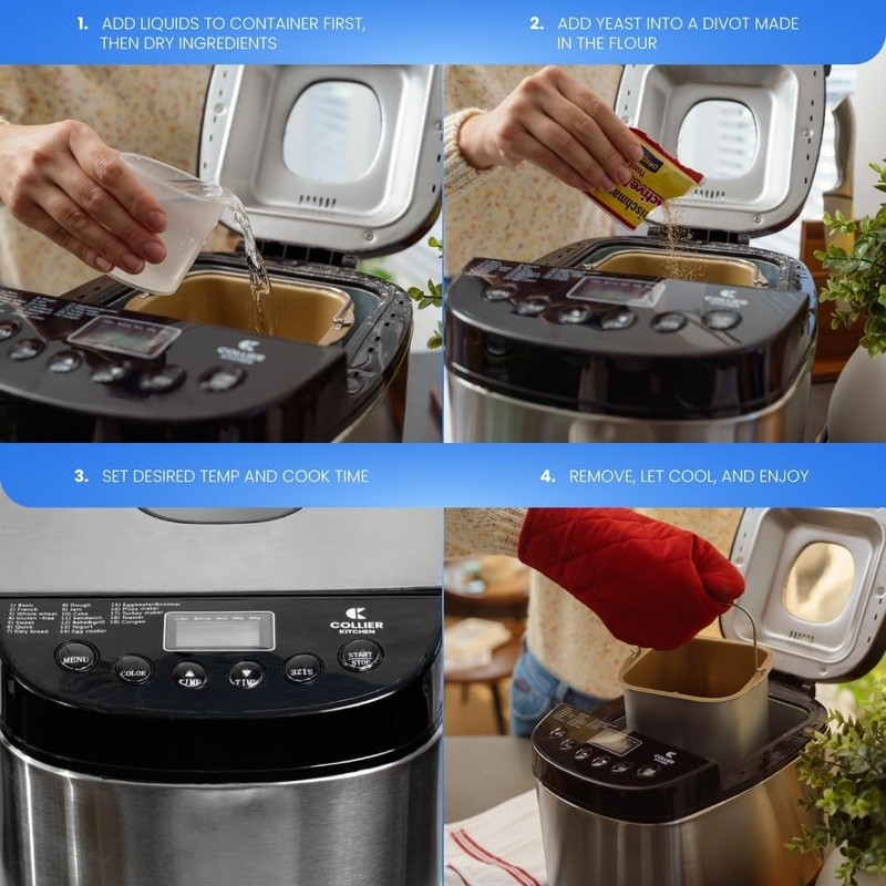 Automatic Bread Maker W/ 12 Functions Non-Stick Pan Dough Kneading Kit New