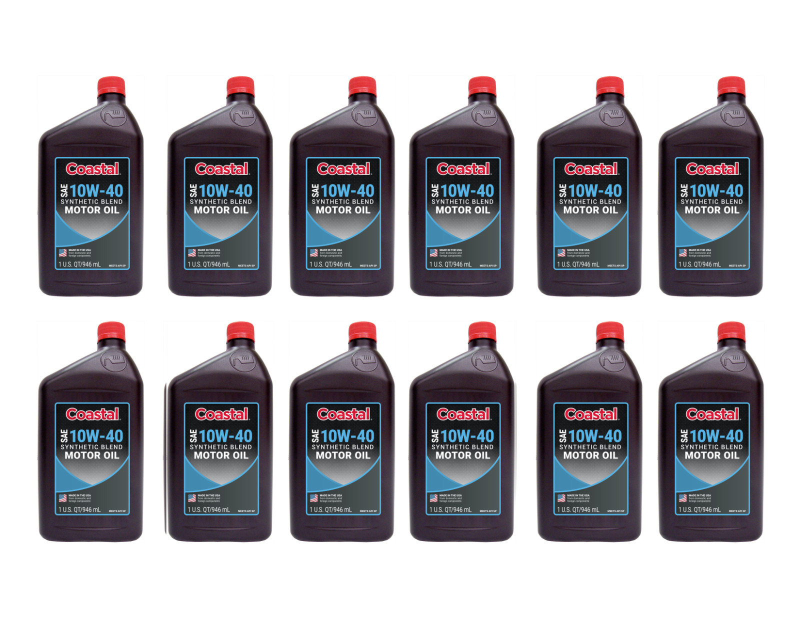 Coastal 10W-40 Synthetic Blend Motor Oil, Case of 12 - 1 Quart Bottles | 19201
