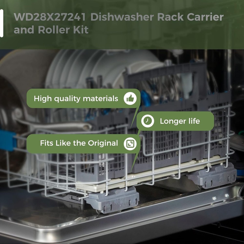 2-Pack Dishwasher Wheels Kit Replacement GE Lower Rack Roller Assembly New