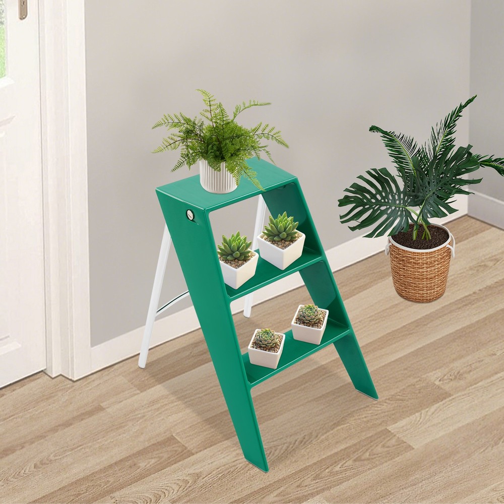 3 Steps Folding Step Stool Ladder for Adults Bedroom Library 100kg Load Capacity