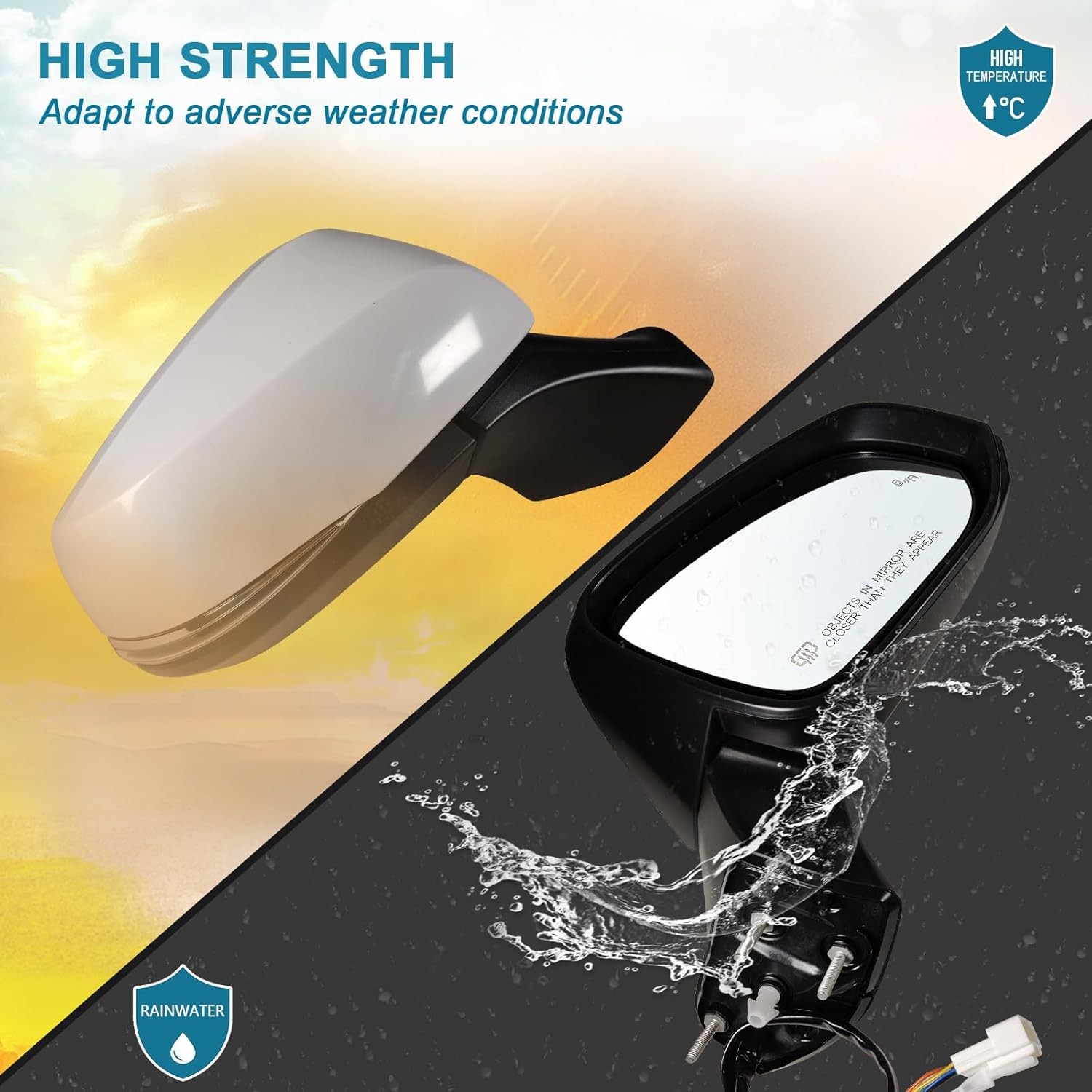 Right Passenger Mirror Fits 2020-2025 Toyota Highlander with Power Glass, Heated