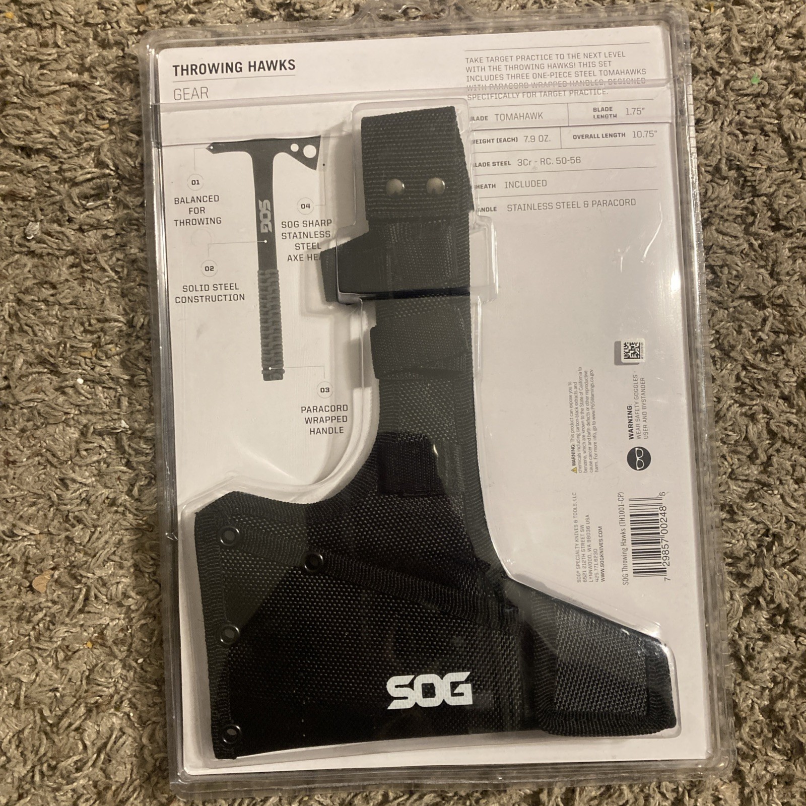 SOG Throwing Hawks 3 Pack Steel Throwing Axe w/ Nylon Sheath Carrying Case