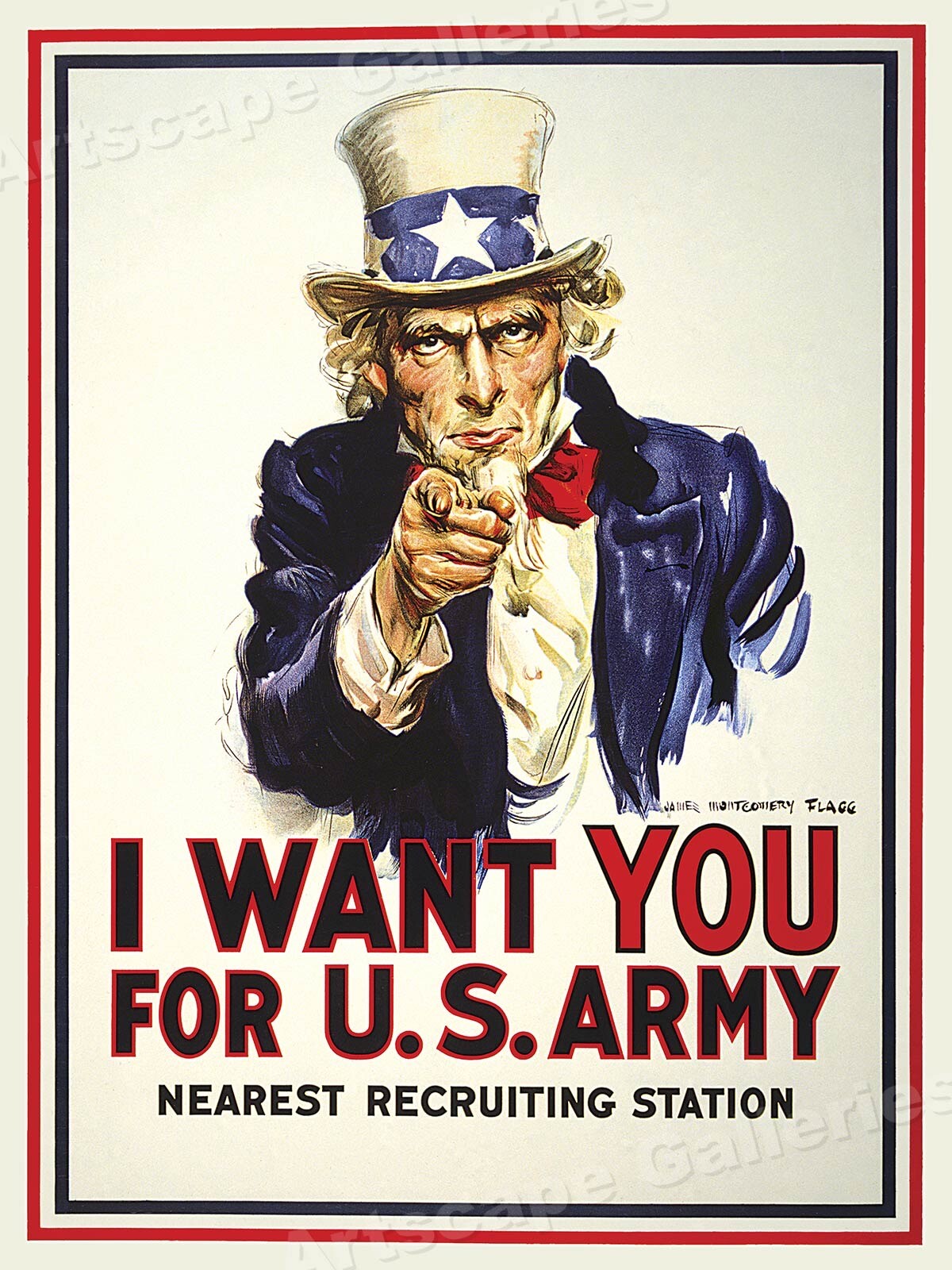 Uncle Sam  "I Want You" 1917 World War I Recruiting Poster - 18x24