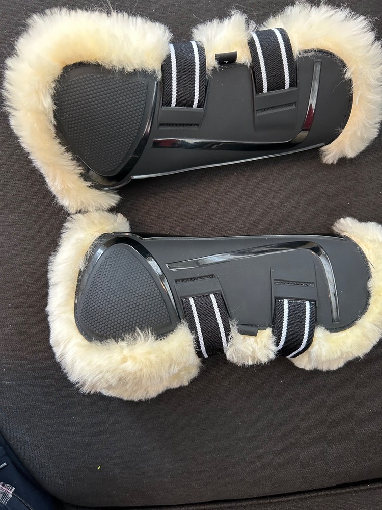Fleece open front boots-Front and rear-large-black
