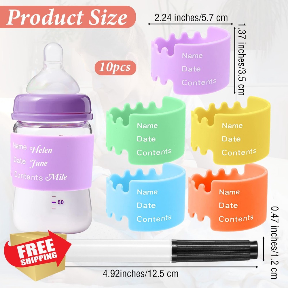 10pcs Reusable Bottle Labels Waterproof Writable Silicone 5 Colors