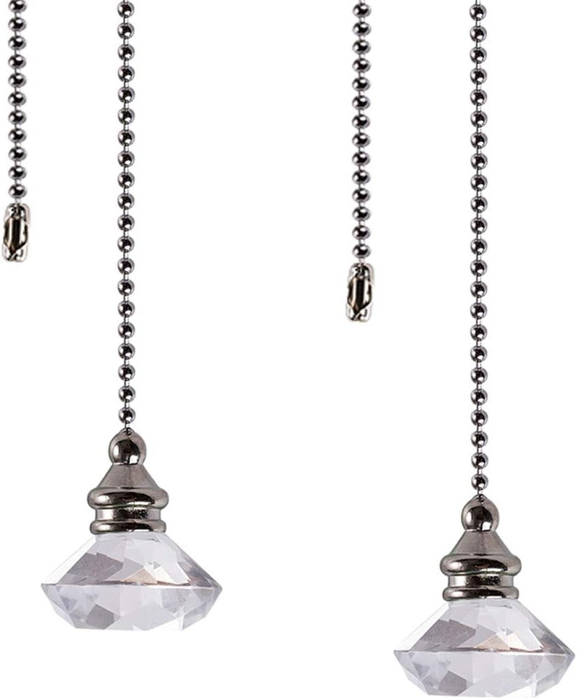 Ceiling Fan Pull Chain Set - 2 Pieces Clear Diamond Fan Pull Chains 20 Inch Ceil