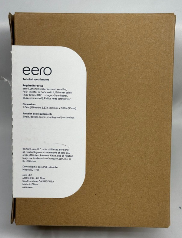 Eero E010001 POE+ Adapter, Reduces Clutter, Open Box-Missing Custom Cover