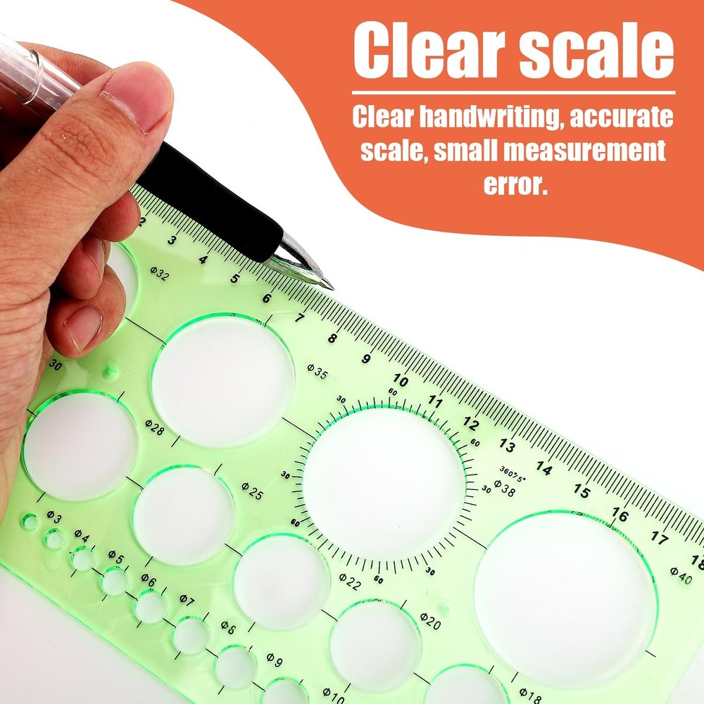 2 PCS Circle Template Ruler Plastic Stencil with 29 Circles for Drawing