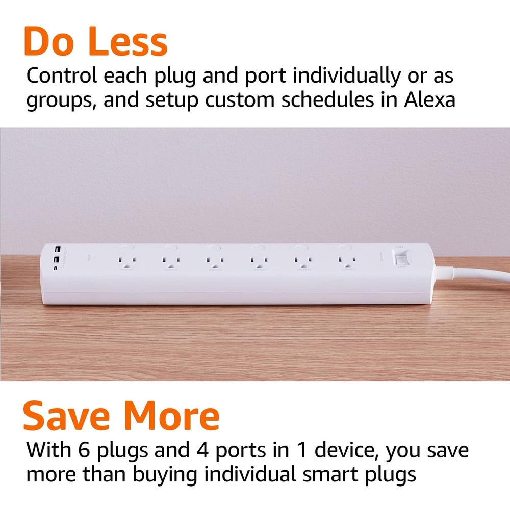 Amazon Basics Smart Plug Power Strip with 6 Individually 1 pack, White